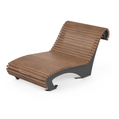 Chaise longue double WAVE en bois, 1000mm